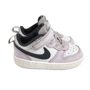 Nike Court Borough 2 Low Top Sneakers Purple Leather Basketball Shoe Girls 7C